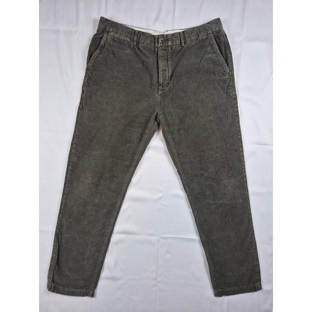 Ben Sherman W36 L32 Mens Corduroy Pants Slim Olive Green Button Fly EC1 - Picture 4 of 6